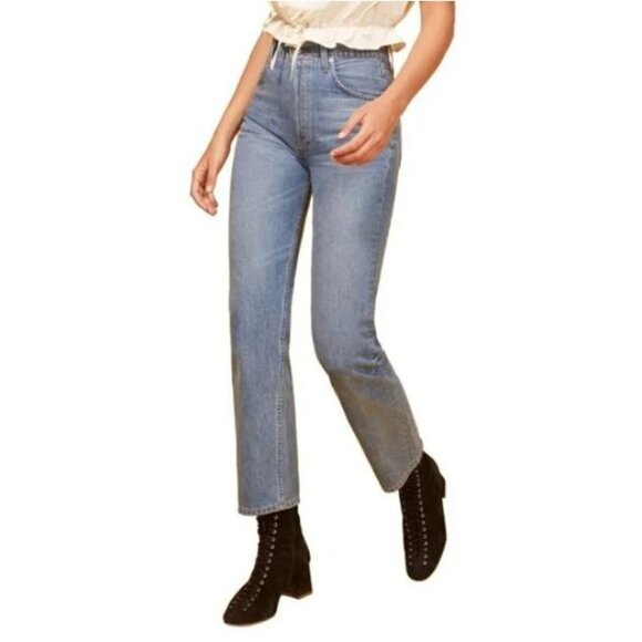 Reformation Cynthia High Waist Relaxed Jeans in Aegean Wash Size 25 - Picture 2 of 11